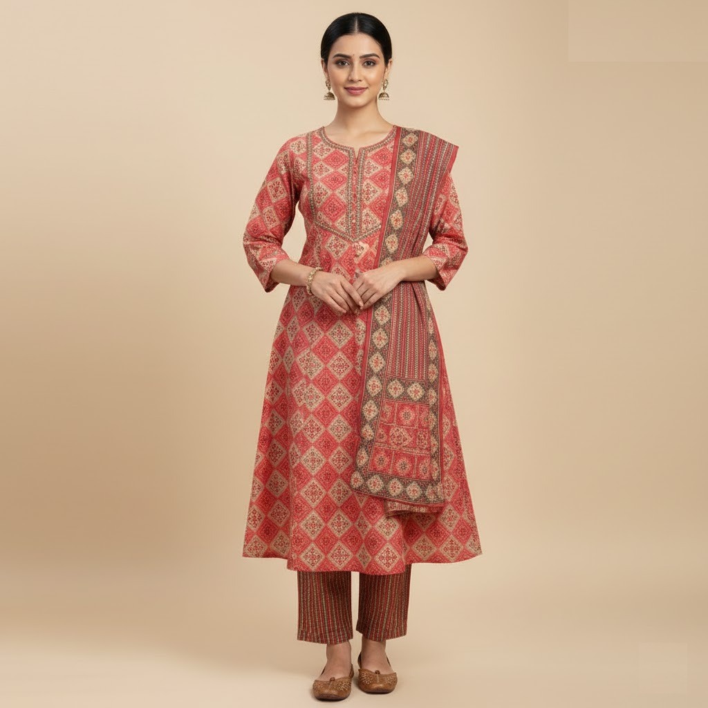cotton jaipuri suit set